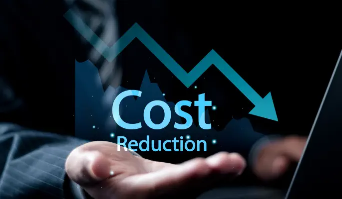 Cost reduction concept visual with declining arrow highlighting hidden cost leakages