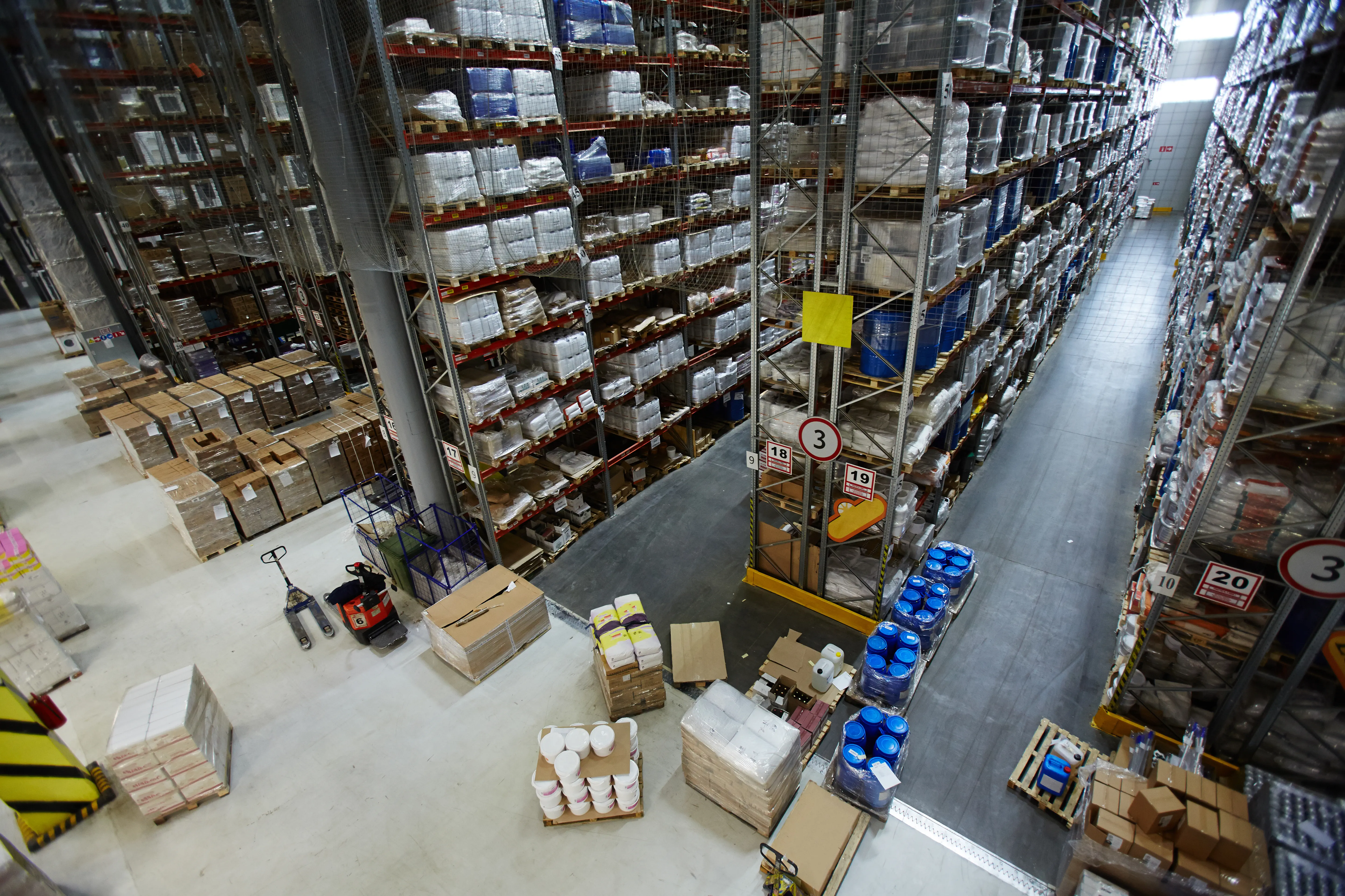 Warehouse shelves