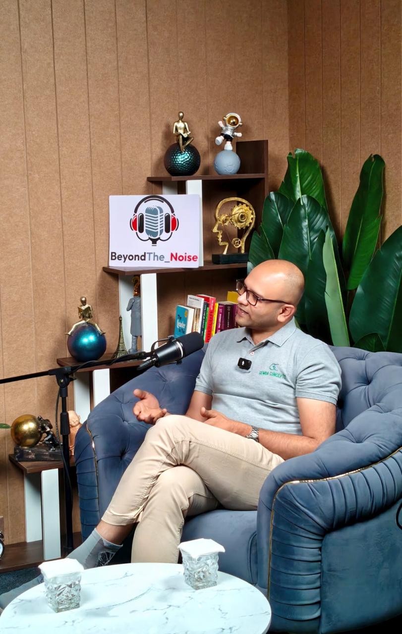 Gemba Concepts guest mid-answer on the Dirty Hands Club podcast, the show's logo on the shelf behind.