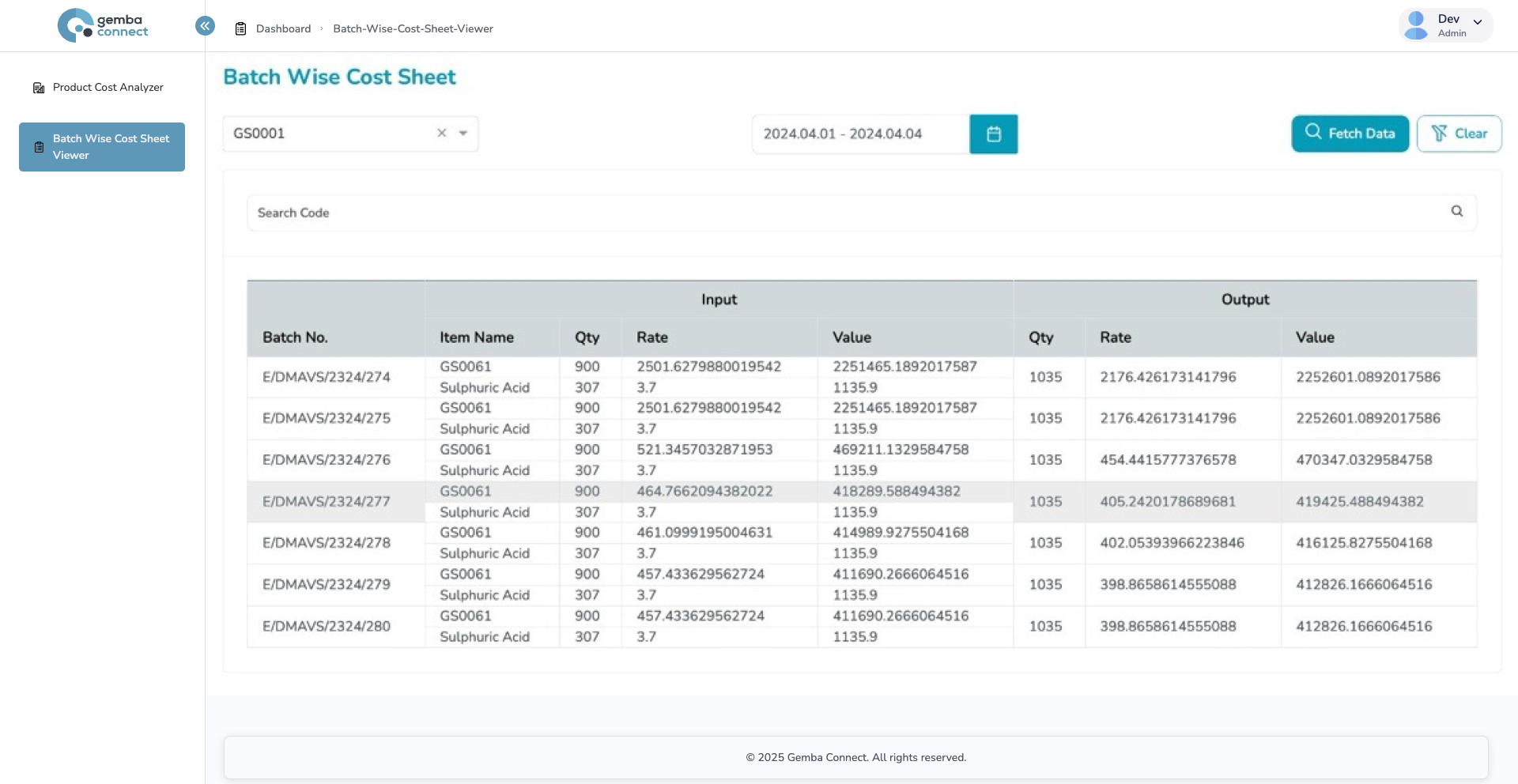 Capture Production & Material Data