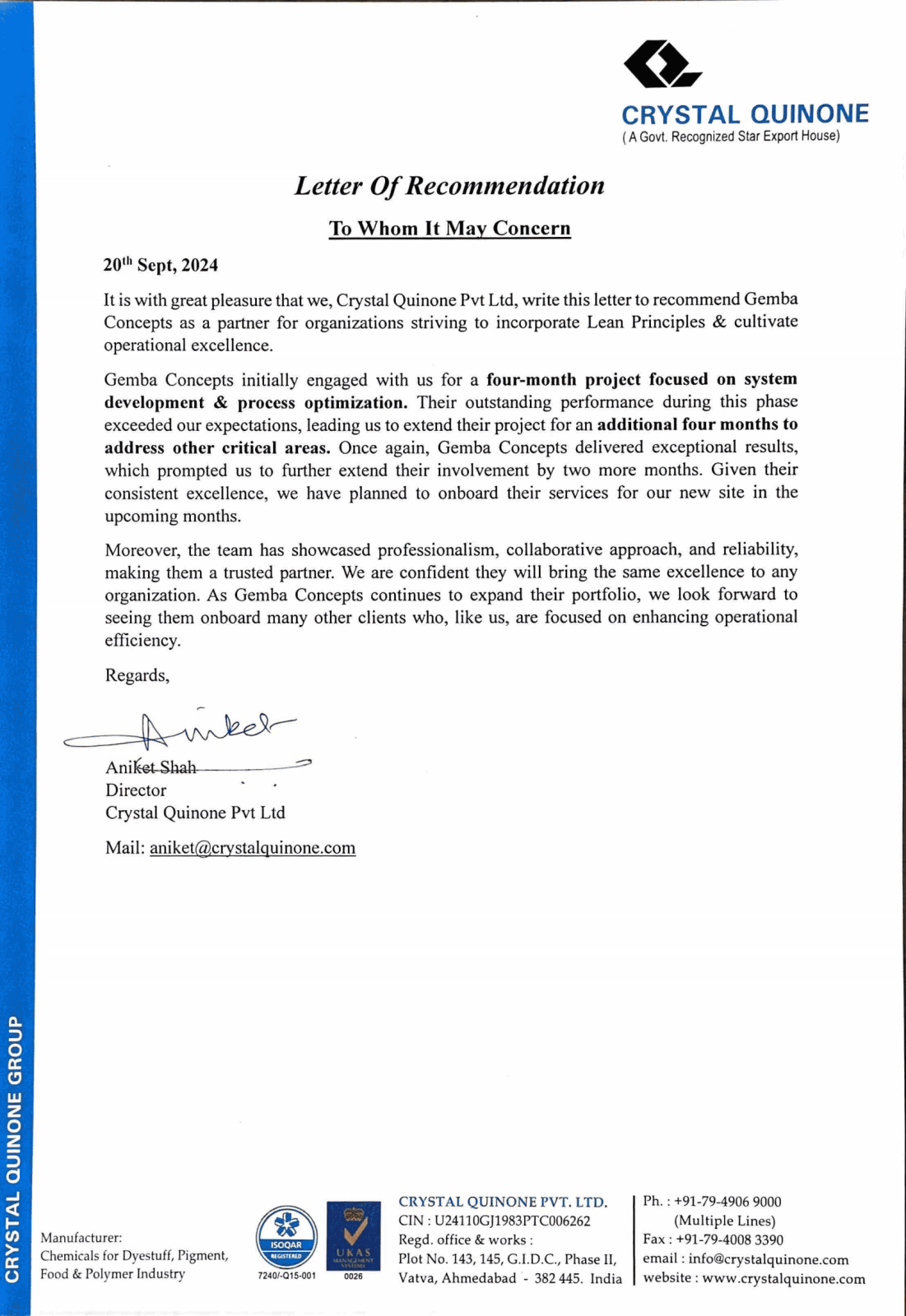 Crystal Quinone - Client Testimonial