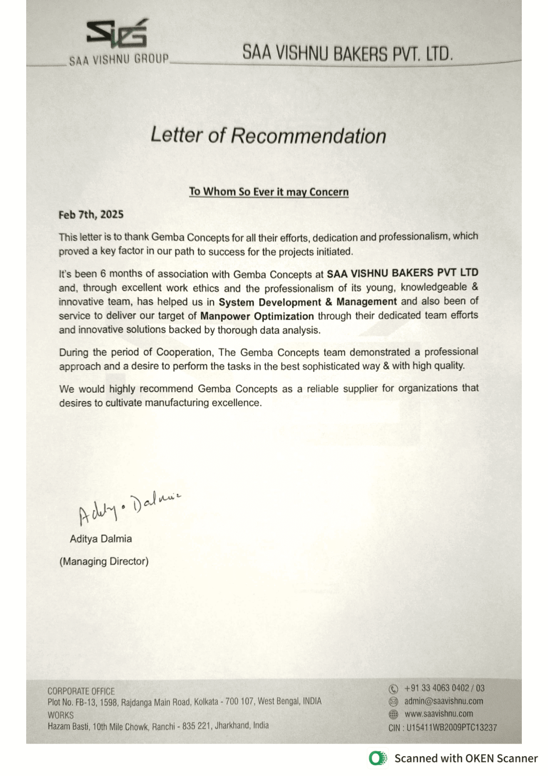 Saa Vishnu Bakers PVT. LTD.- Client Testimonials
